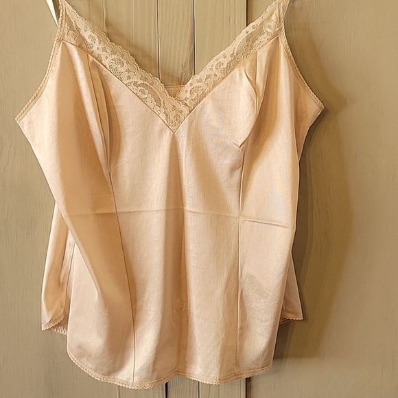 Vtg Maidenform Sweet Nothings Nylon Camisole Lingerie V-Neck Lace Size 36 Peach - Picture 3 of 7